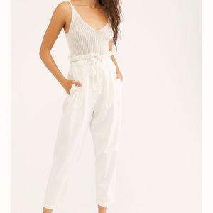 Free People White Margate Pleated Trouser